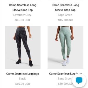 Gymshark Pants - High waisted gymshark leggings in camo sage Gymshark Pants - High waisted gymshark leggings in camo sage